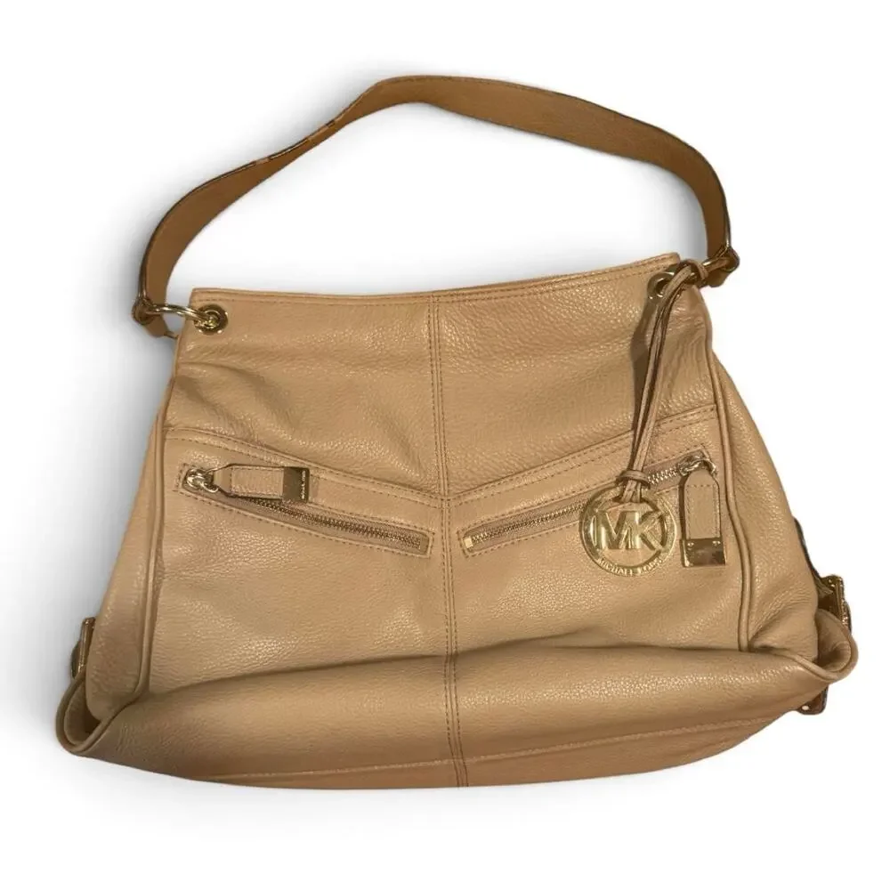 Michael Kors Tan Pebbled Leather Shoulder Bag Handbag